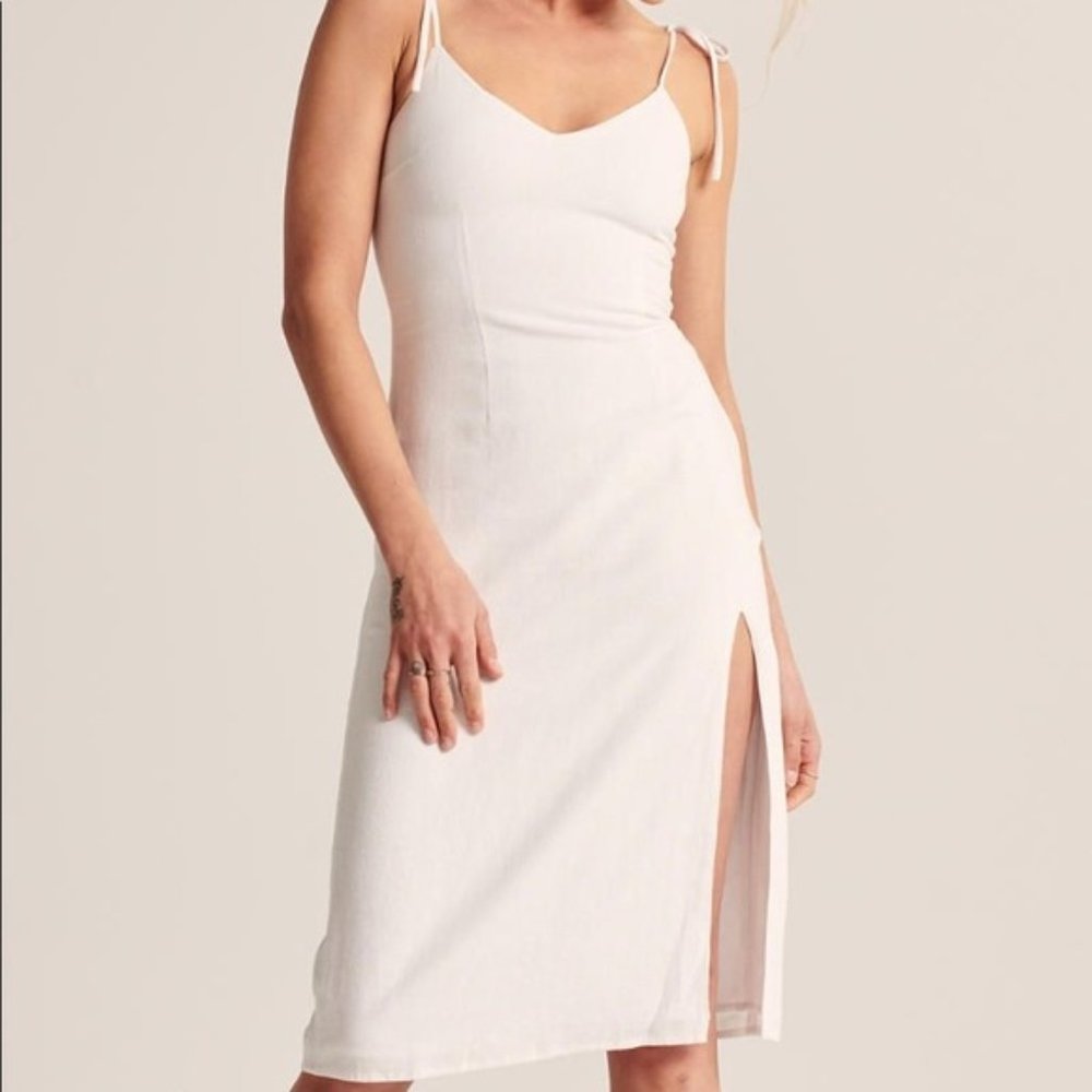 Abercrombie & Fitch Linen Blend Midi Dress